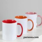 لیوان تبلیغاتی داخل و دسته رنگی